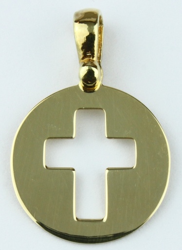[MDP-53CR01] Medal with cut cross - silver 925‰ gold plated 3μm (Ø15mm)