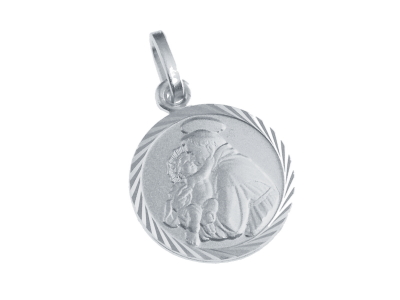 [MDZ-10ANT010] Medaille St Antoine - argent 925% rhodié (Ø14mm)