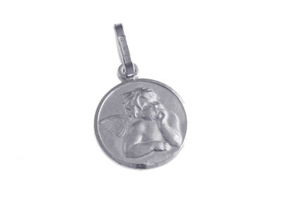 [MDZ-10EGB010] Médaille Ange gardien - argent 925% rhodié (Ø12mm)