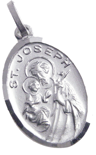 [MDZ-10JOS020] Medaille H Jozef - gerhodineerd zilver 925% - ovaal/20mm