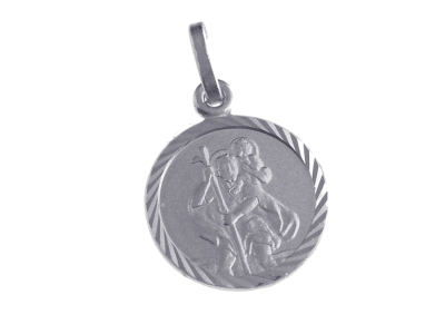 [MDZ-10KRI010] Médaille St Christophe - argent 925% rhodié (Ø14mm)