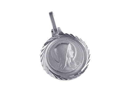 [MDZ-10LOU008] Medaille OLV Lourdes - gerhodineerd zilver 925‰ (Ø14mm)