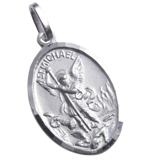 [MDZ-10MIC020] Medaille H Michaël - gerhodineerd zilver 925‰ - ovaal (16x22mm)