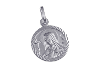[MDZ-10RIT010] Hl Rita Medaille - 925% rhodiniertes Silber (Ø14mm)