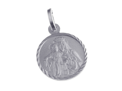 [MDZ-10SCA010] Scapular Medal - 925% rhodium-plated silver (Ø14mm)