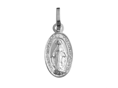 [MDZ-10WON007] Medaille Muttergottes Wunderbar - rhodiniertes Silber 925‰ - oval (12x16mm)