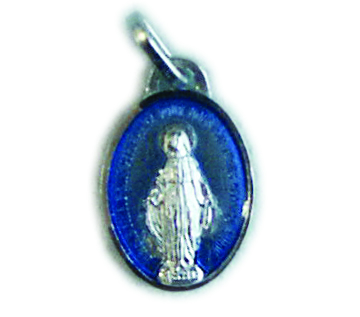 [MDZ-10WON007E] Medaille Unserer Lieben Frau Wunderbar/Emaille - rhodiniertes Silber 925‰ - oval (12x16mm)