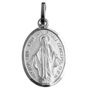 [MDZ-10WON011] Medaille Muttergottes Wunderbar - rhodiniertes Silber 925‰ - oval (16x22mm)