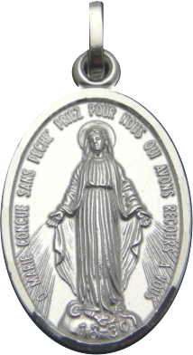 [MDZ-10WON020] Medal Our Lady Miraculous - rhodium plated silver 925‰ - oval (16x22mm)