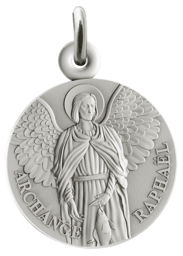 [MDZ-46RAP16] Medaille Raphael - rhodiniertes Silber 925‰ (Ø16mm)