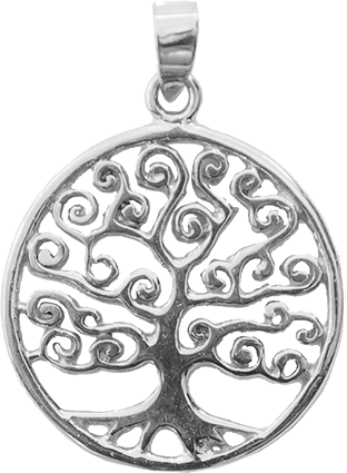 [MDZ-48M3142] Medal Tree of Life - rhodium-plated silver 925‰ (Ø18mm)