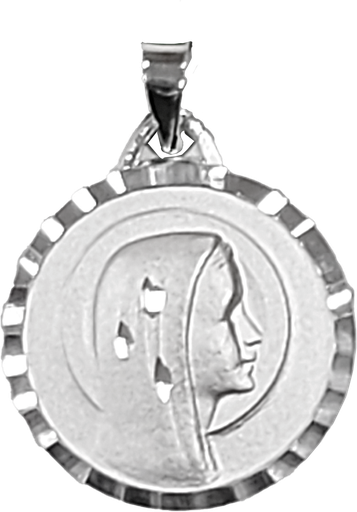 [MDZ-48VG24] Medaille Muttergottes/gesägter Rand - rhodiniertes Silber 925‰ (Ø18mm)