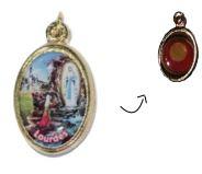 [MED-35LOUREL26] Medaille OLV Lourdes/reliek - metaal/verguld (16x21mm)