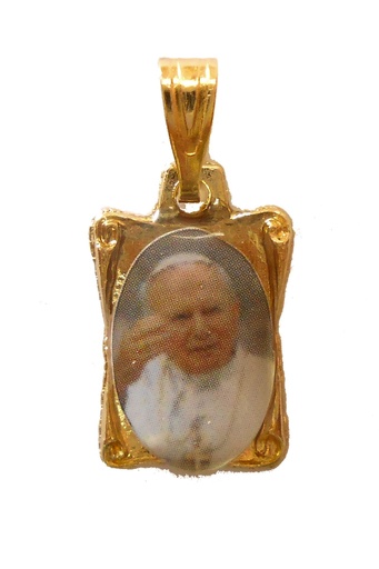 [MED-59JP2187D] Medal Pope JP2 - metal/gold plated (10x15mm)