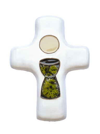 [MKR-02CAL1B] Cross ceramic - Calice/hostie - darkgreen special (85x115mm)