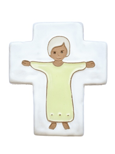 [MKR-02JES1A] Cross ceramic- Child Jesus - yellow (90x105mm)