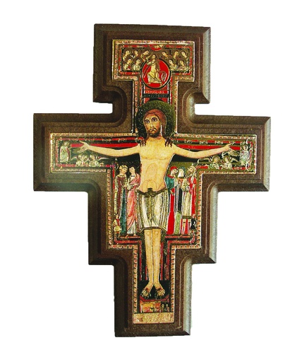 [MKR-09IK793DAM] Croix murale polyrésine - San Damiano (100x135mm)