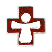 [MKR-13F170B] Croix céramique - Enfant - rouge (75x75mm)