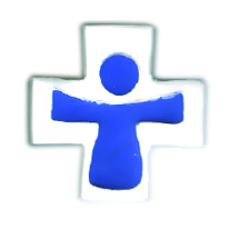 [MKR-13F170C] Cross ceramic - Child - white/blu (75x75mm)