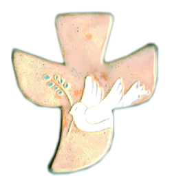 [MKR-13F231D] Croix céramique - Colombe de Paix - sable/blanche (120x130mm)