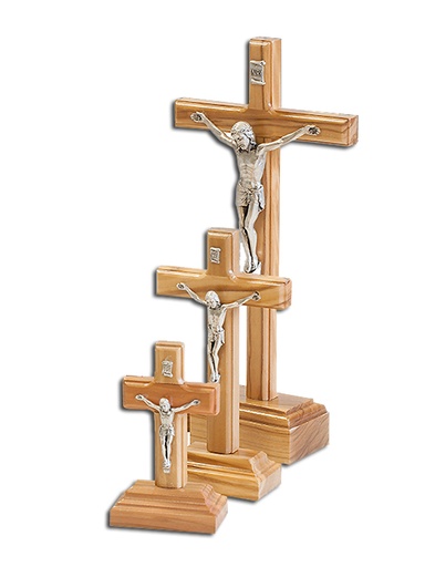 [MKR-35OLV4121] Crussifix s. base/olive wood - christ/metal (75x140mm)