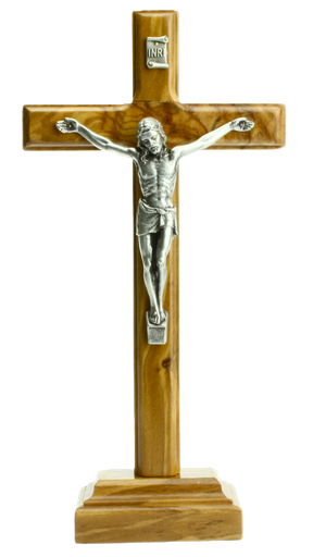 [MKR-35OLV4122] Crussifix s. base/olive wood - christ/metal (90x180mm)