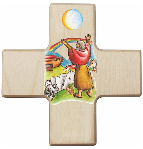 [MKR-41ADN434] Croix en bois - Arche de Noë (120x120mm)