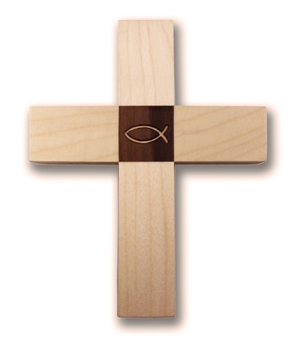 [MKR-41NKA] Holzkreuz Ahorn Fisch (130x160mm)
