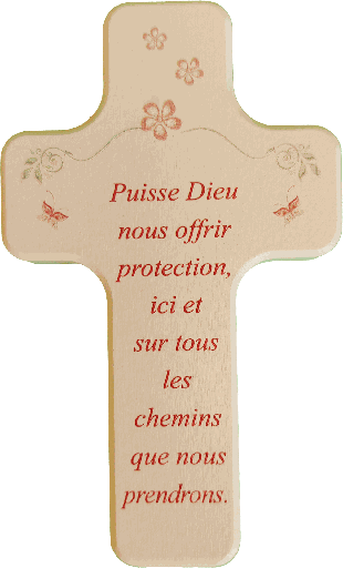 [MKR-41PFR488RS] Croix bois/rose 'SANS TEXTE' (60x100m)