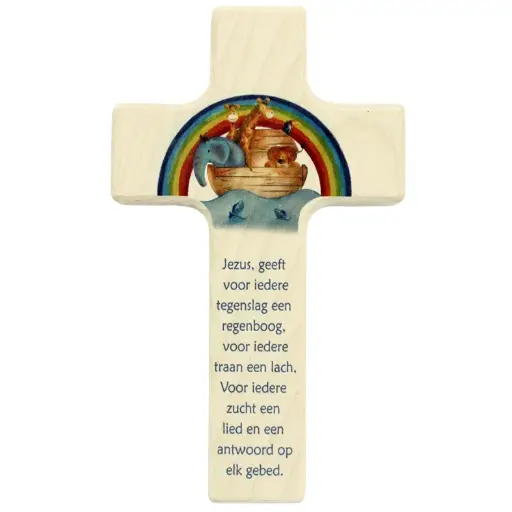 [MKR-41TNL454] Kinderkreuz Holz - 'Jezus geeft voor...' (90x150mm)