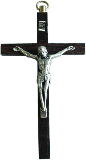 [MKR-54HT095] Croix murale bois - Christ/métal (60x115mm)
