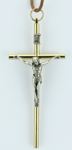 [MKR-54MT119D] Croix murale doré - Christ/argenté (45x100mm)