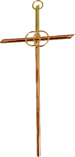 [MKR-55MAR14D] Kruisbeeld met ringen - metaal/verguld (75x140mm)