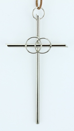 [MKR-55MAR14N] Kruisbeeld met ringen - metaal/vernikkeld (75x140mm)