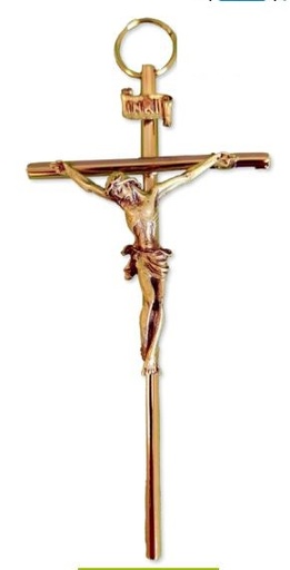 [MKR-55MT43611D] Croix murale avec christ - métal/doré (55x115mm)