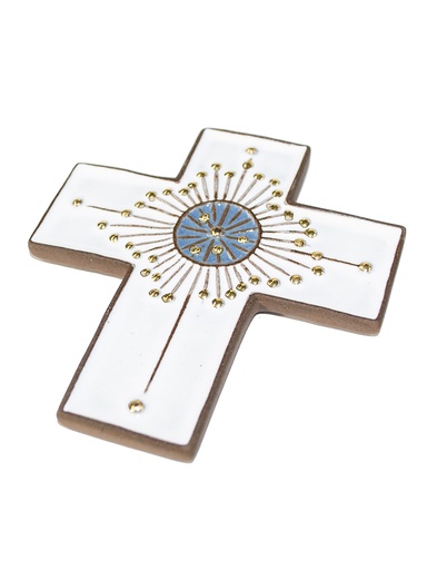 [MKR-58VG10A] Keramik Kreuz - Shinning circle - Weiss (80x90mm)