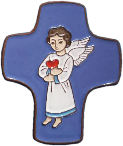 [MKR-58VG502C] Ceramic cross - Angel/Heart - Darkblue (85x105mm)