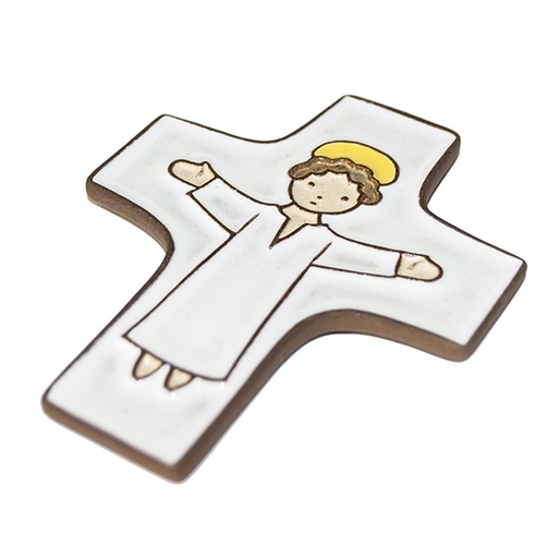 [MKR-58VG50A] Ceramic cross - Jesus - White (75x90mm)