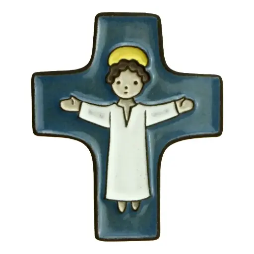 [MKR-58VG50C] Ceramic cross - Jesus - Darkblue (75x90mm)