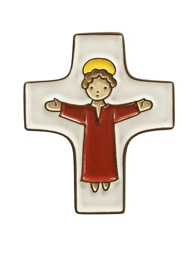 [MKR-58VG50D] Kruisbeeld keramiek - Christus - rood (75x90mm)