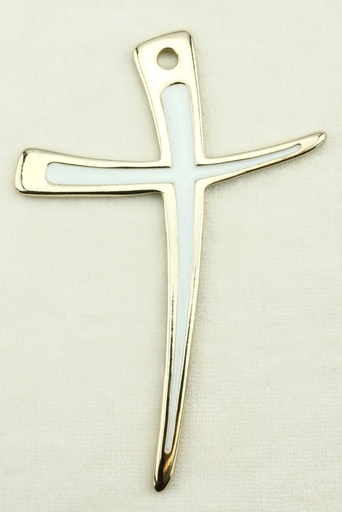 [MKR-89M7T1BL] Croix murale métale/doré - émaille bleu (70x100mm)