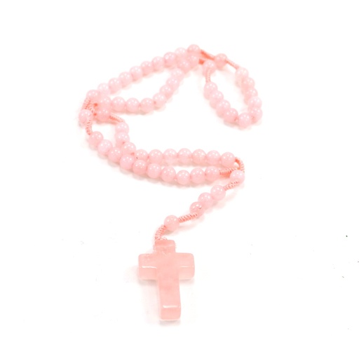 [MRL-860256] Taschenrosenkranz, Rosenquarz, geknüpft