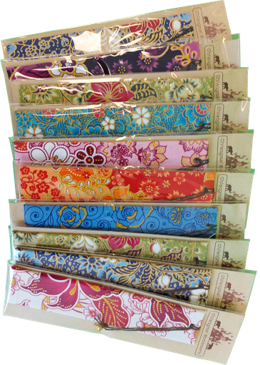[MRP-85TIS01] Bladwijzer handgeweven stof - 3x15cm - assorti kleuren