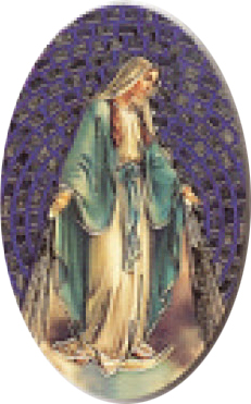 [PIL-09WON298] Pillendoos OLV Wonderdadige - ovaal/mozaïk (50x35x18mm)