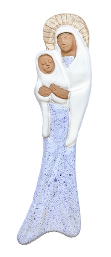 [PLK-02OLK1C] Wanddeco keramiek OLVrouw & kind/blauw - 5x20cm