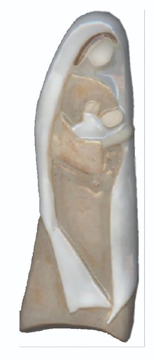 [PLK-13E116D] Wanddeco keramiek Madonna met kind/zandkleur