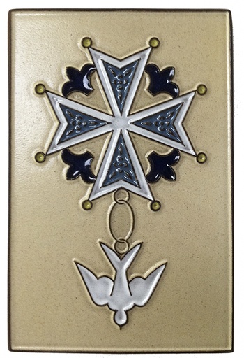 [PLK-58HUGA] Wanddeco keramiek Hugenotenkruis/beige