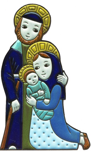 [PLK-58VG38A] Wanddeco keramiek H Familie/blauw - H 15,5cm