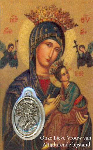 [PRT-11ADBNL] Gebedskaartje/medaille - OLV Altijddurende Bijstand NL (55x85mm)