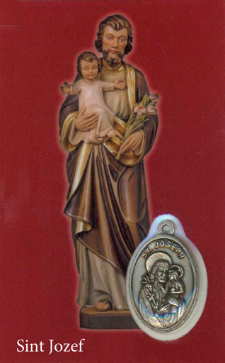 [PRT-11JOSNL] Gebedskaartje/medaille - St Jozef NL (55x85mm)